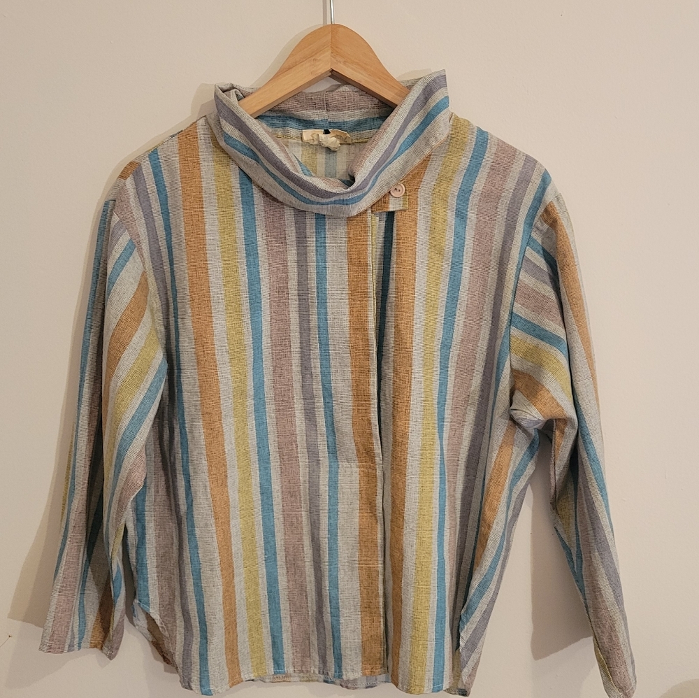 Vintage striped cowl neck blouse